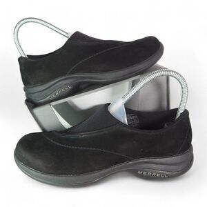 Merrell Topo Curve Suede Slip-on Shoes Black 40622 Women's 7